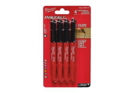 Milwaukee INKZALL Fine Tip Marker Black 4-Piece Set