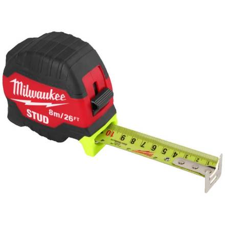 Milwaukee STUD Gen III 8m/26ft Tape Measure - 33mm Blade, EXO 360 Coating