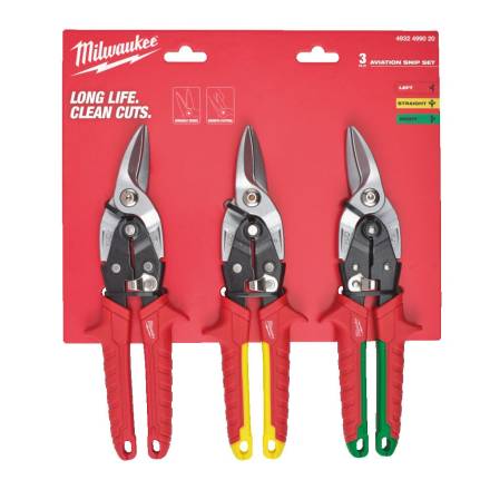 Milwaukee 3-Piece Aviation Snips Set - Left, Right and Straight Cut