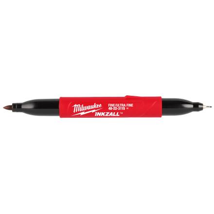 Milwaukee INKZALL Double Sided Black Jobsite Marker - Ultra Fine and Fine Point
