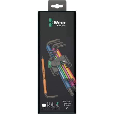 Wera 950 SPKL/9 SM N HF Hex-Plus Multicolour L-Key Set Metric BlackLaser 9-Piece