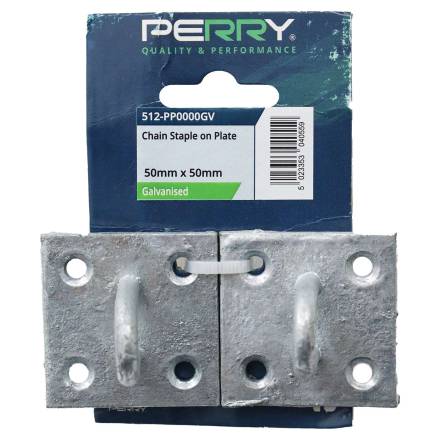 A Perry No.512 Galvanised Chain Staple on Plate 50 x 50mm (Prepacked)