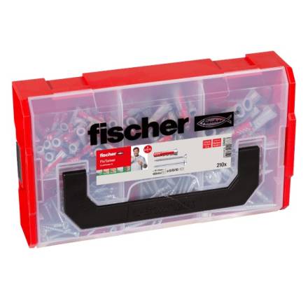 Fischer FIXtainer DuoPower Wall Plug and Screw Assortment Kit 210-Piece
