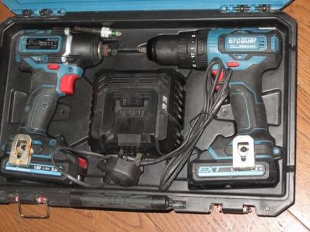 Erbauer EID18-Li / ECD18-Li-2 18V 2 x 2.0Ah Li-Ion EXT Brushless Cordless Twin Pack