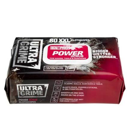 Ultra Grime Pro XXL+ Power Scrub Clothwipes - Pack of 80