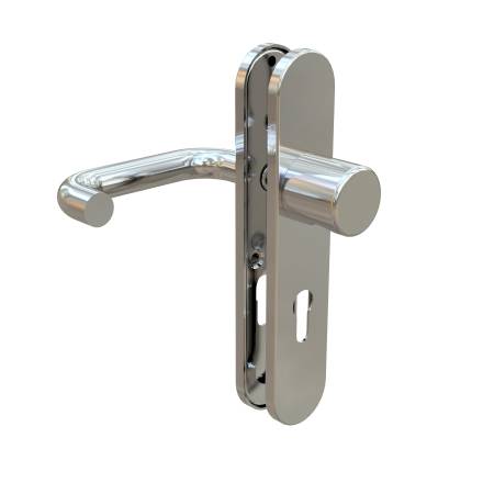 Abloy Futura Handle and Knob Set Long Plate Satin Stainless Steel 60-0119-SSS