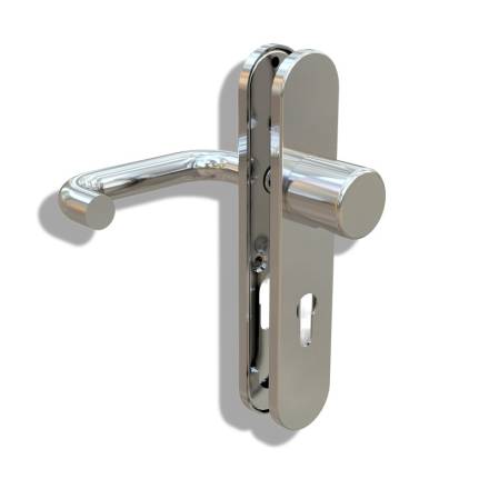 Abloy Futura Handle and Knob Set Long Plate Satin Stainless Steel 60-0119-SSS
