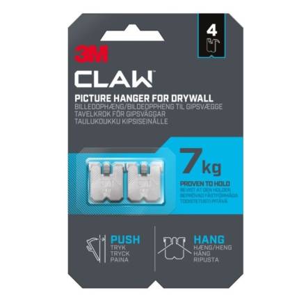 3M CLAW Drywall Picture Hanger 7 kg (15 lb) with Spot Markers - Pack of 4