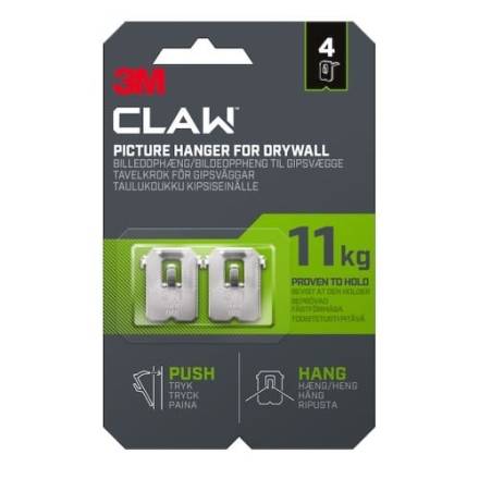 3M CLAW Drywall Picture Hanger 11 kg - Pack of 4