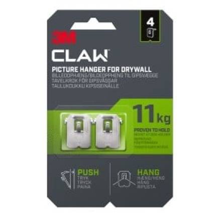 3M CLAW Drywall Picture Hanger 11 kg - Pack of 4