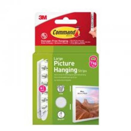 3M Command Picture Hanging Strips White Large 4 Pairs (8 Strips) 17206WHI-4-UKN