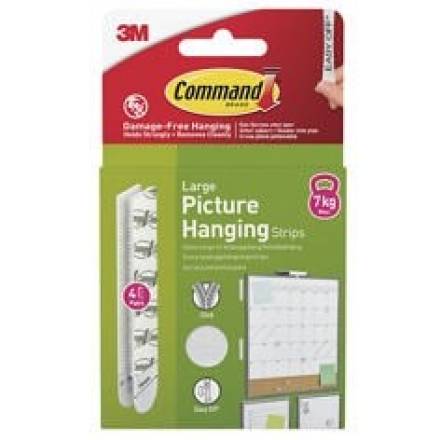 3M Command Picture Hanging Strips White Large 4 Pairs (8 Strips) 17206WHI-4-UKN