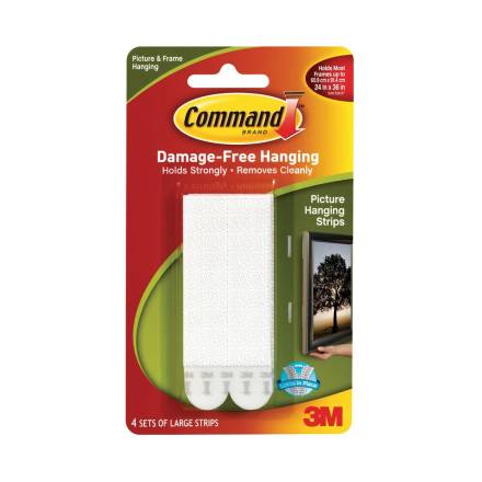 3M Command Picture Hanging Strips White X-Large 4 Pairs (8 Strips)