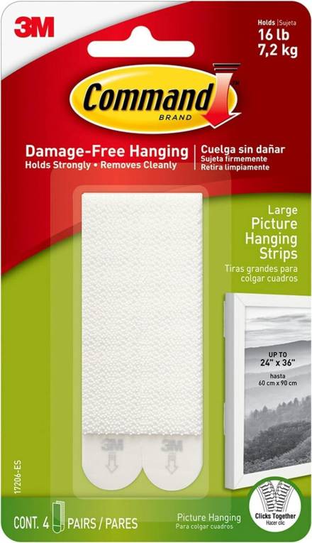 3M Command Picture Hanging Strips White X-Large 4 Pairs (8 Strips)