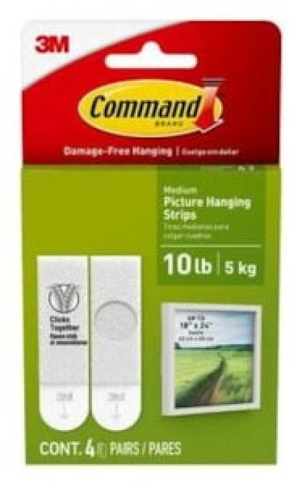 3M Command Medium White Picture Hanging Strips 17201-4PK - Pack of 4 Sets