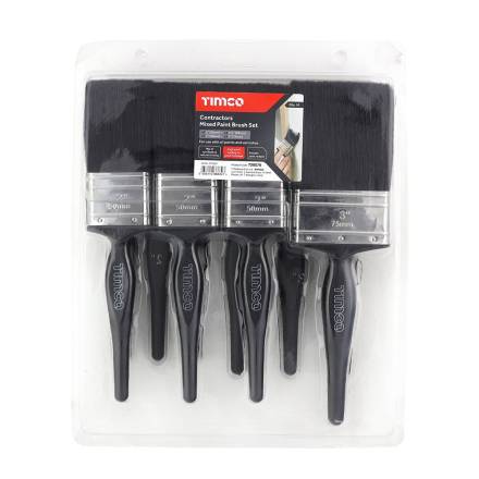 TIMCO Contractors Mixed Paint Brush Set - Pack of 10