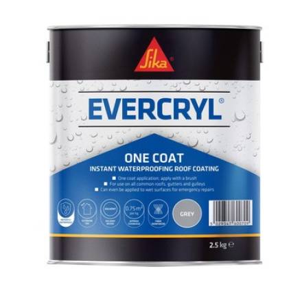 Sika Everbuild Evercryl One Coat Fibre Reinforced Roof Repair Compound Grey 2.5kg