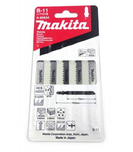 Makita T101BO Jigsaw Blades for Wood - Pack of 5 (A-85634)
