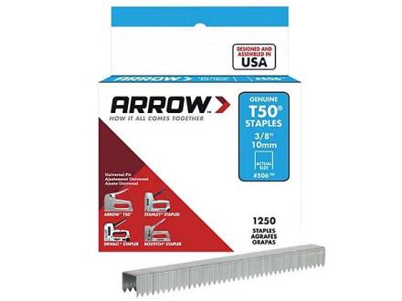 Arrow T50 Steel Staples 10mm (3/8") - Pack of 1250
