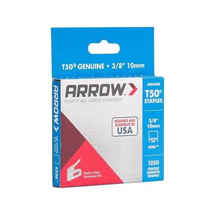 Arrow T50 Steel Staples 10mm (3/8") - Pack of 1250