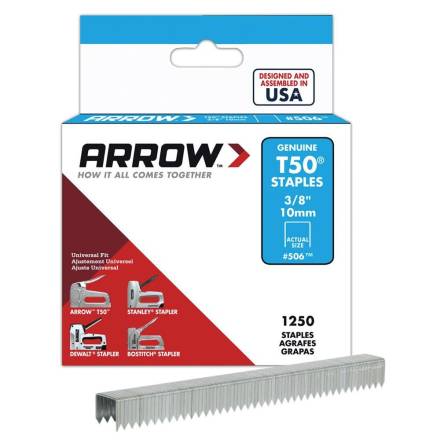 Arrow T50 Steel Staples 10mm (3/8") - Pack of 1250