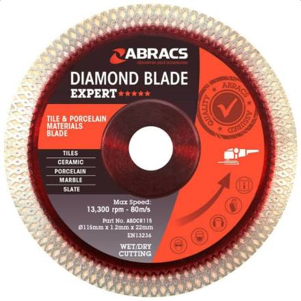 Abracs X-Tech Tile and Porcelain Diamond Blade 115 x 1.2 x 22mm