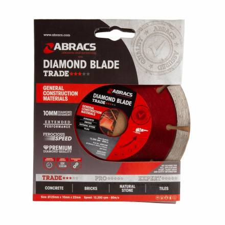 Abracs General Purpose Diamond Blade 125 x 10 x 22mm Trade