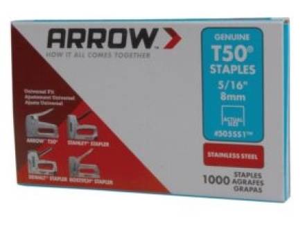 Arrow T50 Staples 8mm (5/16") Pack of 5000 (4 x 1250)