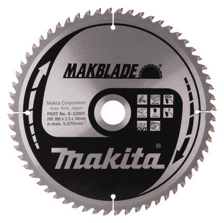 Makita B-32801 MakBlade TCT Circular Saw Blade 260 x 30mm 60T