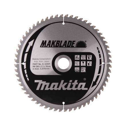 Makita B-32801 MakBlade TCT Circular Saw Blade 260 x 30mm 60T