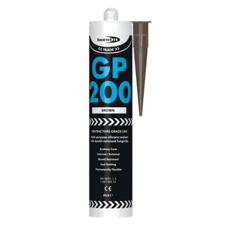 Bond It GP200 General Purpose Acetoxy Silicone Sealant 275ml - Brown