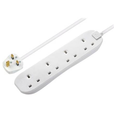 Masterplug 4-Gang Unswitched Extension Lead 5m White 13A
