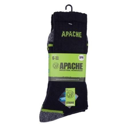Apache Burlington Work Sock Pack of 3 - Hydrovent and Pureco Anti-Bacterial