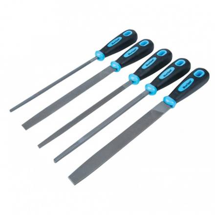 BlueSpot Tools Soft Grip Handled Engineer's File Set 5-Piece 200mm