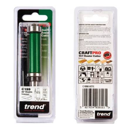 Trend CraftPro C199X1/2TC Double Guided Trimmer 19 x 50mm 1/2" Shank