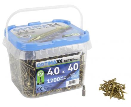 Optimaxx Extreme Performance Wood Screw Pozi CSK 4.0 x 40mm Maxxtub 1200-Piece