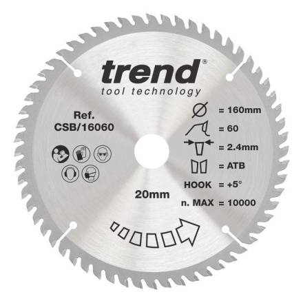Trend CSB/16060 Wood Circular Saw Blade 160 x 20mm x 60T