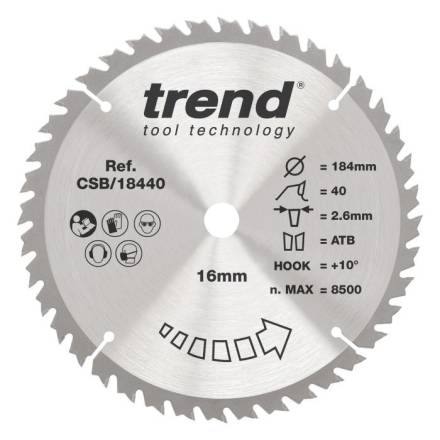 Trend CraftPro CSB/18440 Wood Circular Saw Blade 184 x 16mm 40T