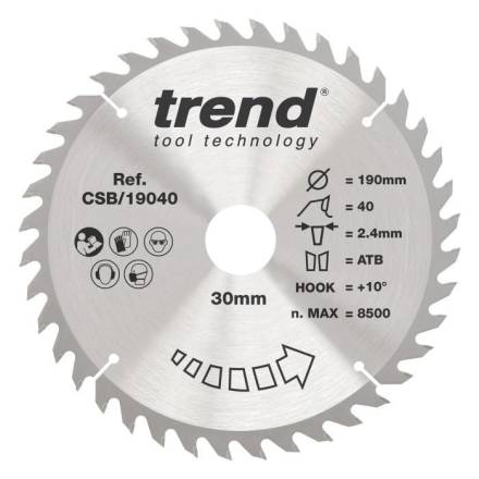 Trend CraftPro CSB/19040 Circular Saw Blade 190mm x 40T x 30mm Bore