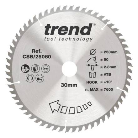 Trend CSB/25060 CraftPro Wood Circular Saw Blade 250 x 30mm 60T