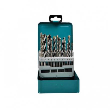 Makita D-47173 Mixed Drill Bit Set 18-Piece - HSS Metal, Wood and Masonry