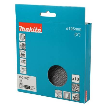 Makita D-78667 125mm A120 Grit Net Sanding Disc Pack of 10