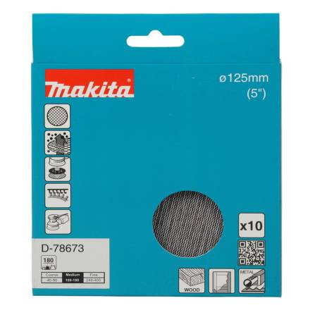 Makita D-78673 Net Sanding Discs 125mm A180 Grit (Pack of 10)