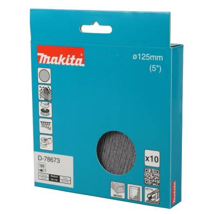 Makita D-78673 Net Sanding Discs 125mm A180 Grit (Pack of 10)
