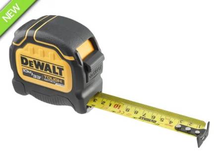 DeWalt TOUGHSERIES Tape Measure 10m/33ft - 32mm Blade, Rip-Shield Coating