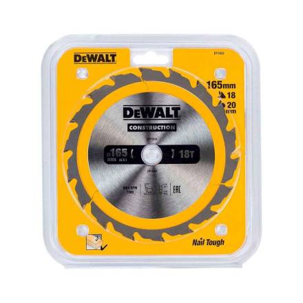 DeWalt DT1933-QZ Construction Circular Saw Blade 165 x 20mm 18T