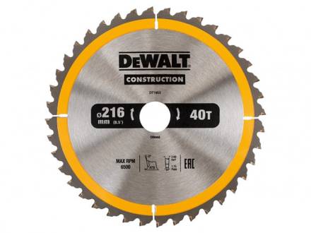 DeWalt DT1953-QZ Construction Circular Saw Blade 216 x 30mm 40T
