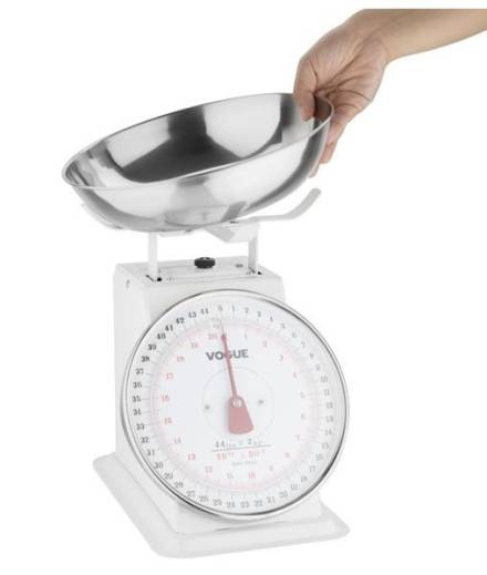 Vogue Heavy Duty Kitchen Scale 20kg - Stainless Steel Bowl Top