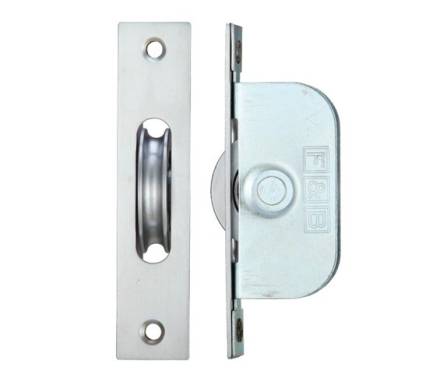 Zoo Hardware Fulton and Bray Brass Ball Bearing Axle Pulley 1-3/4" Radius Forend Satin Chrome