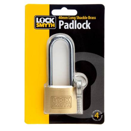 X-Trade Locksmyth Long Shackle Brass Padlock 40mm